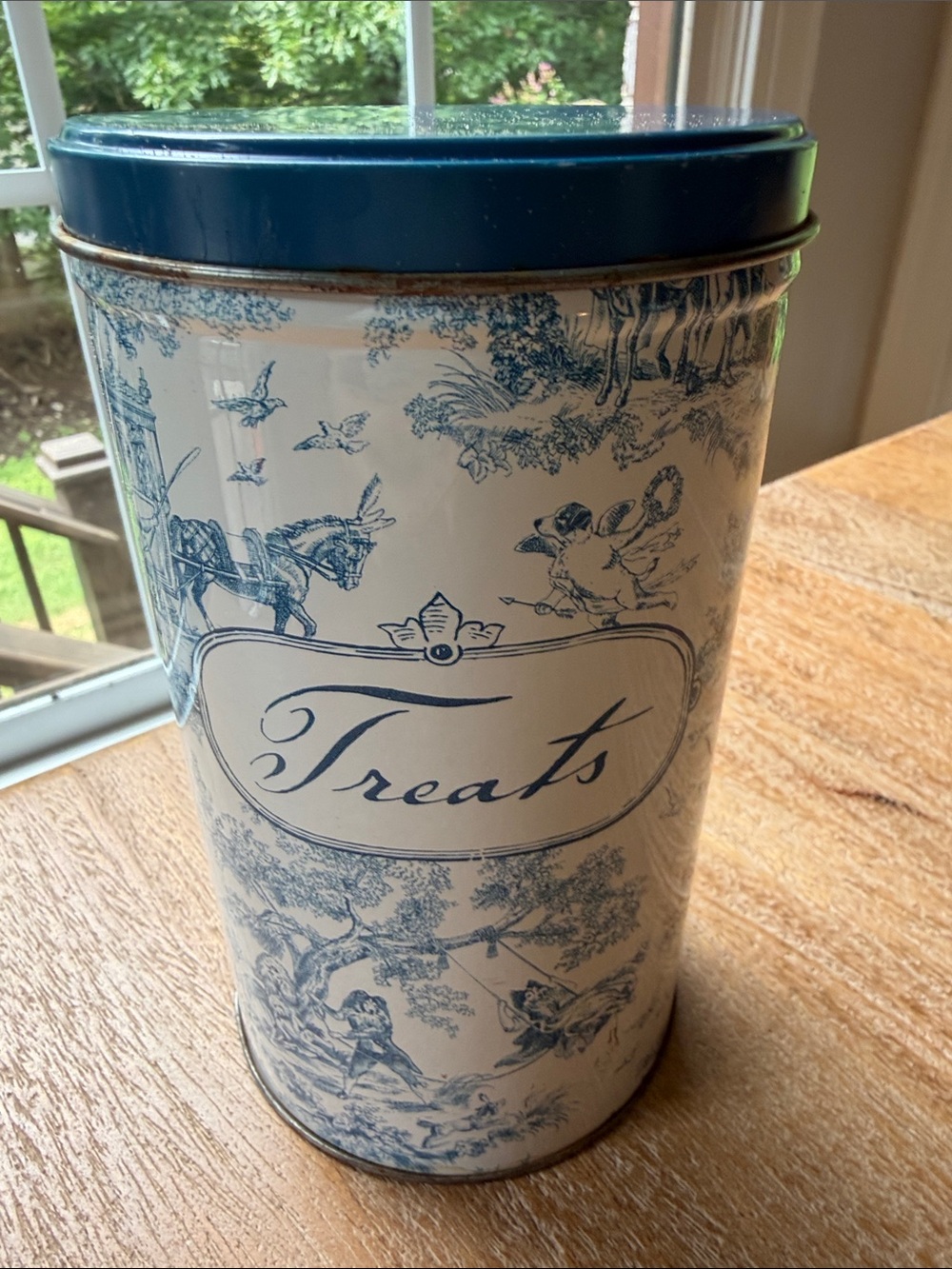 Vintage Toile Dog Treat Canister